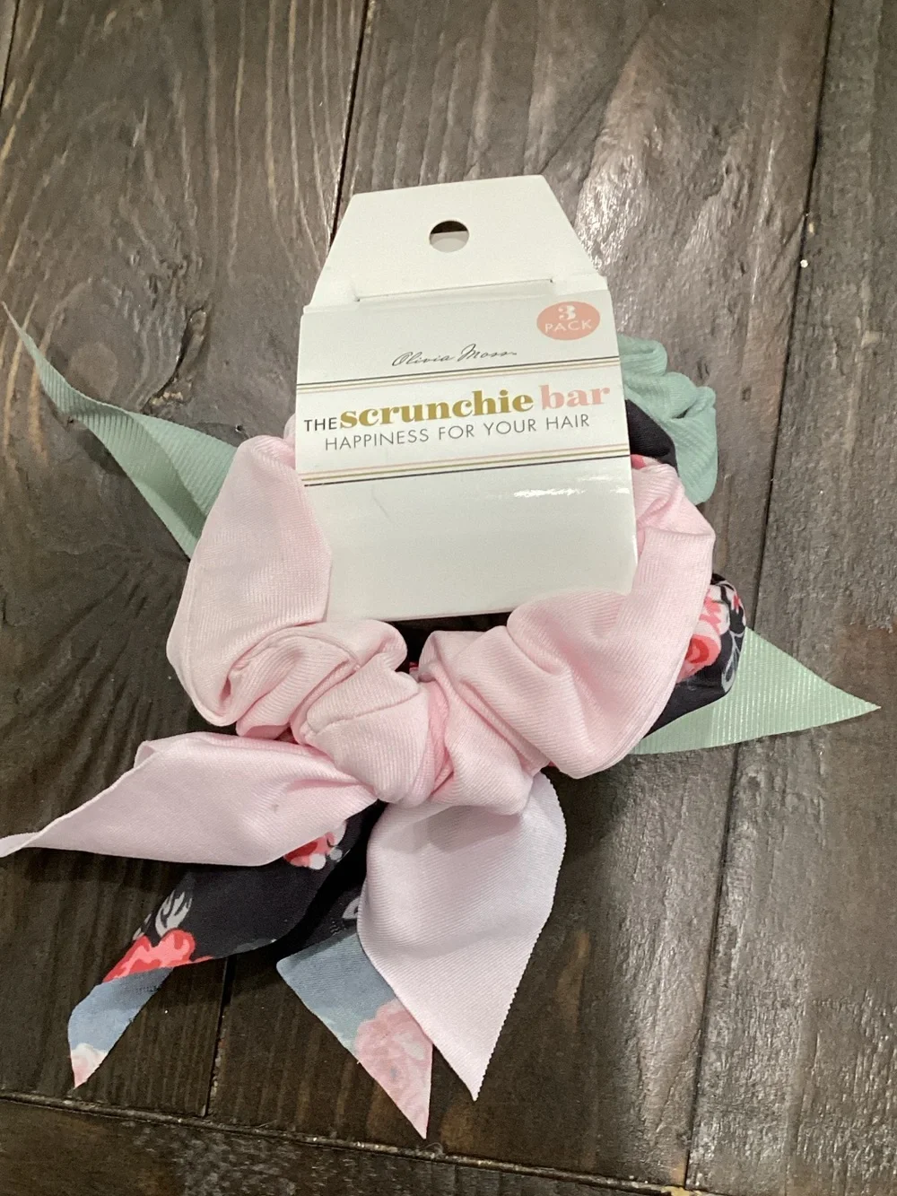 Pink‎ Floral Bow Scrunchie Set